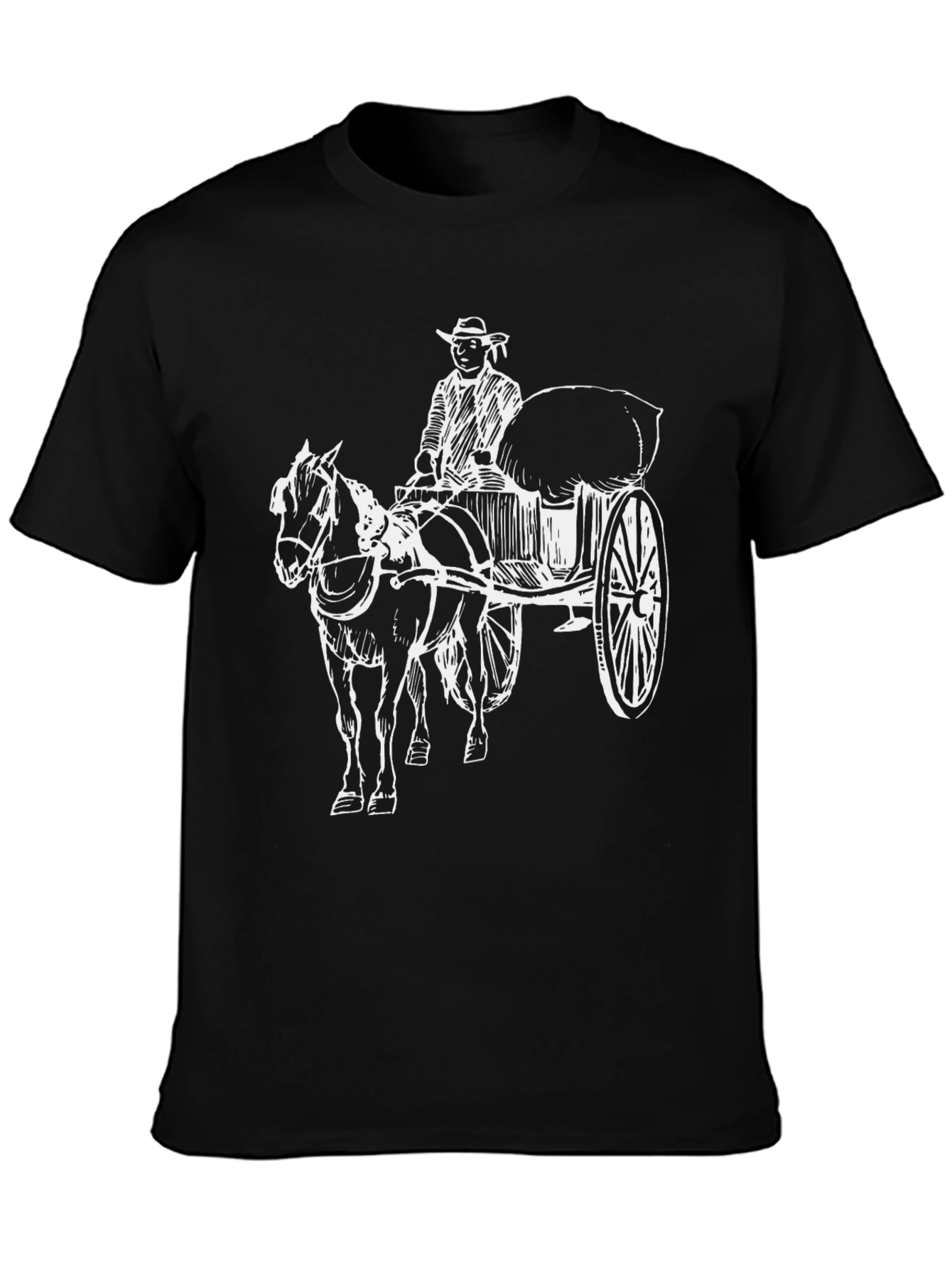Black Horse-Drawn Carriage T-Shirt