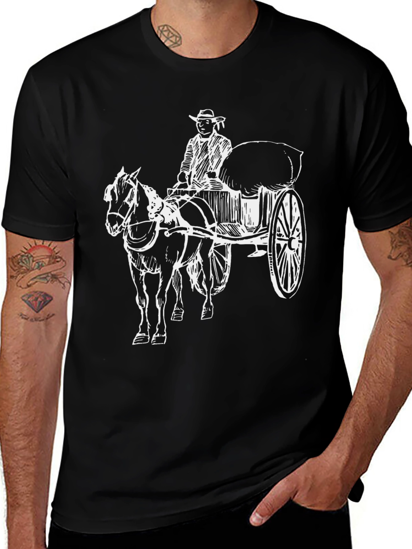 Black Horse-Drawn Carriage T-Shirt