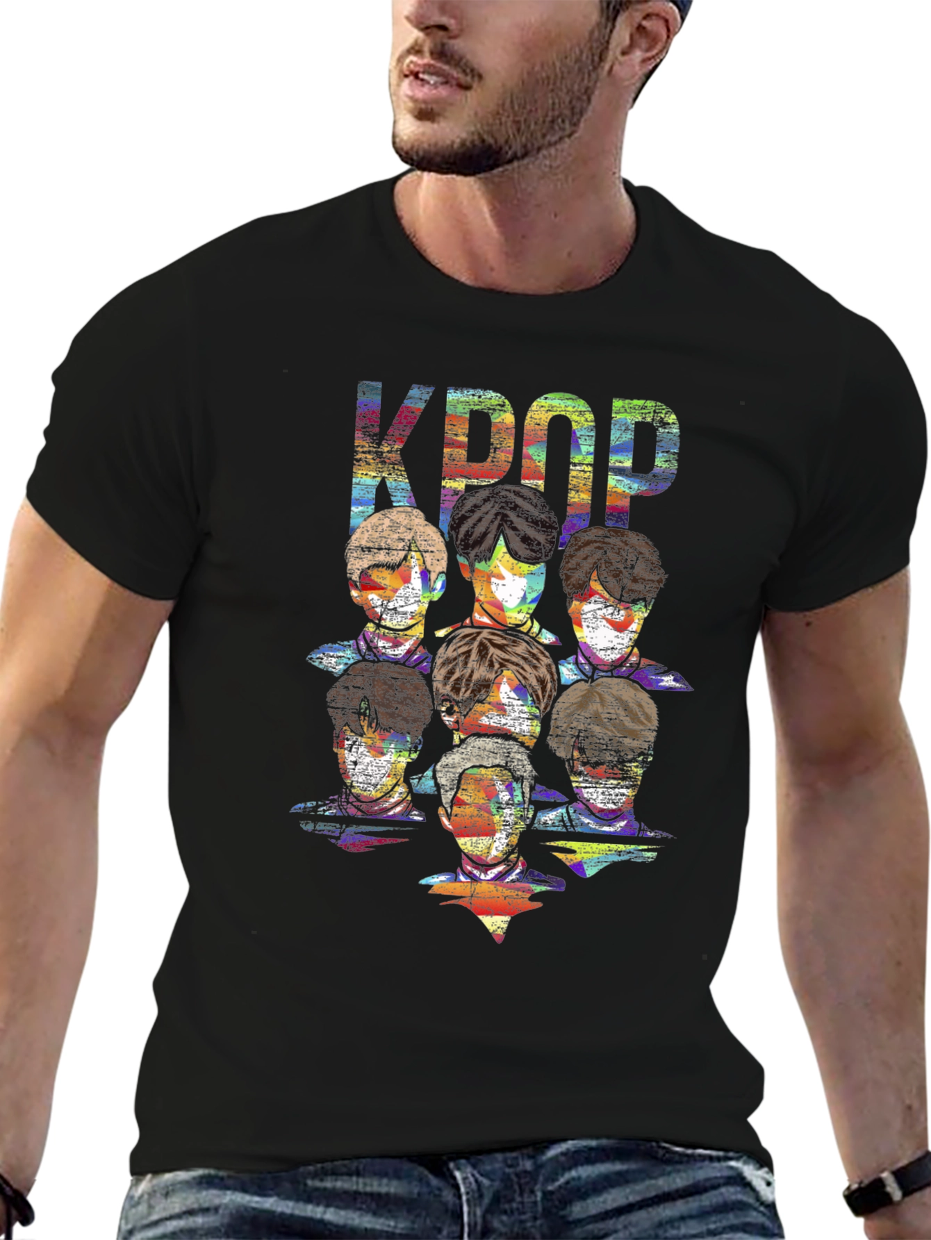 KPOP Graphic Print Black T-Shirt