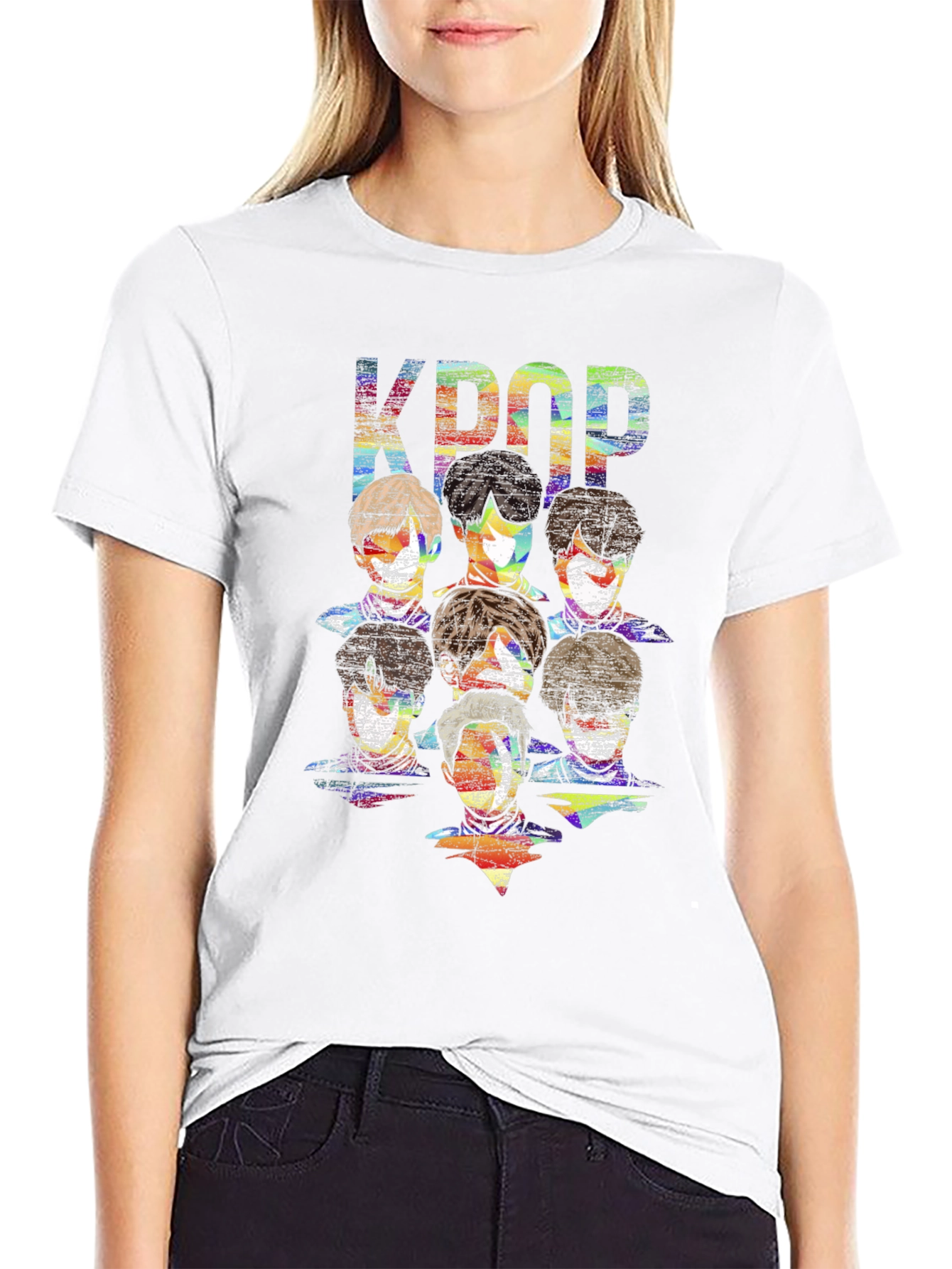 KPOP Graphic Print Black T-Shirt