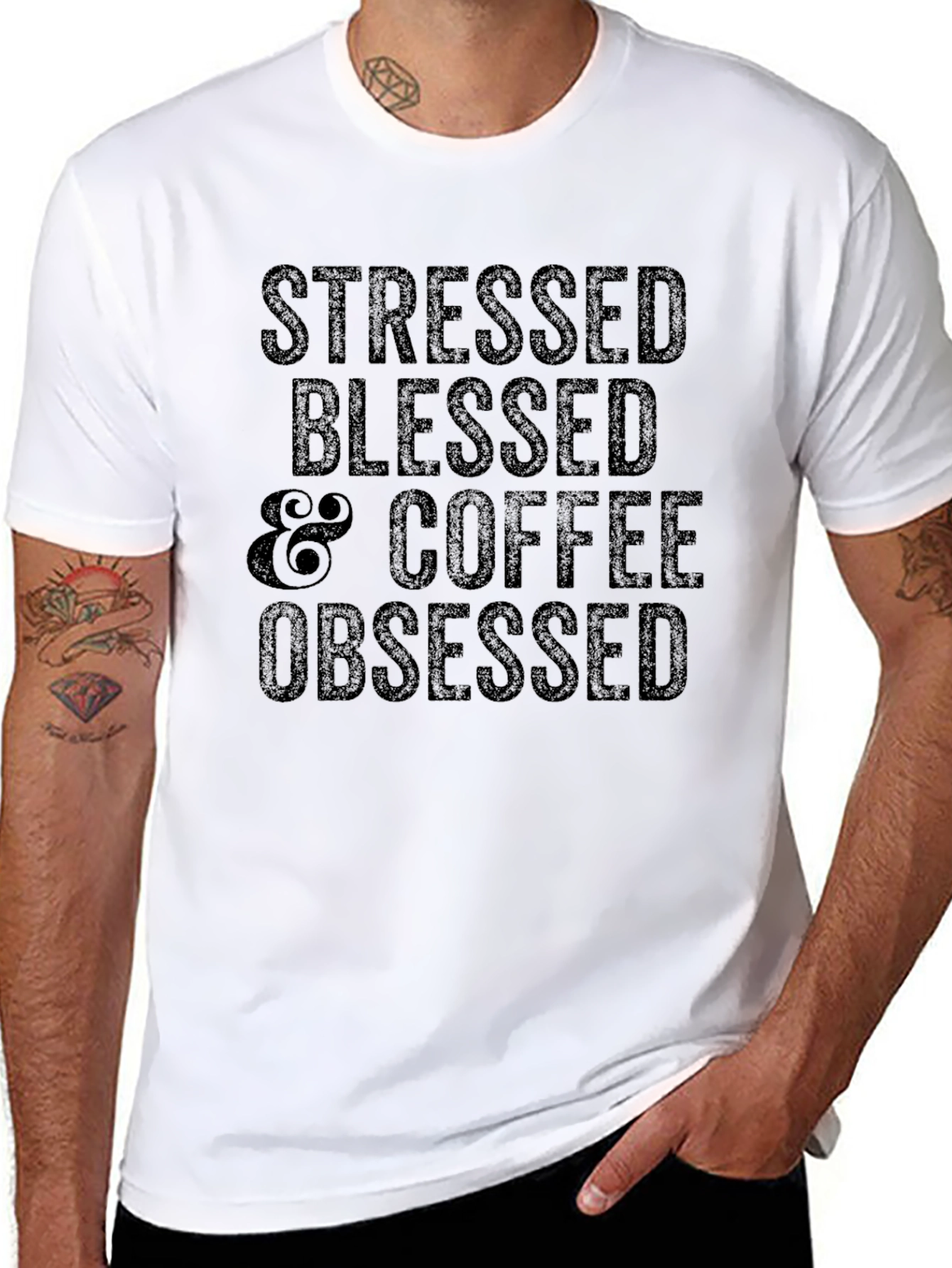 Stressed Blessed & Coffee Obsessed Graphic T-Shirt