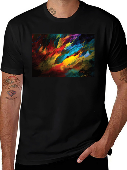 Abstract Art Black T-Shirt - Vibrant Colors