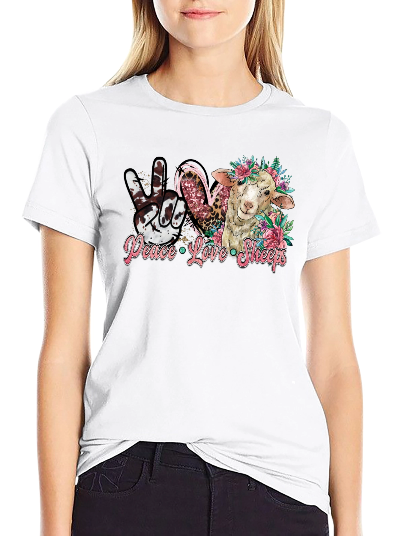 Peace Love Sheep T-Shirt - Cute Animal Tee