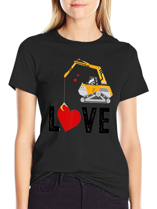 Excavator Love T-Shirt - Valentines Day Gift