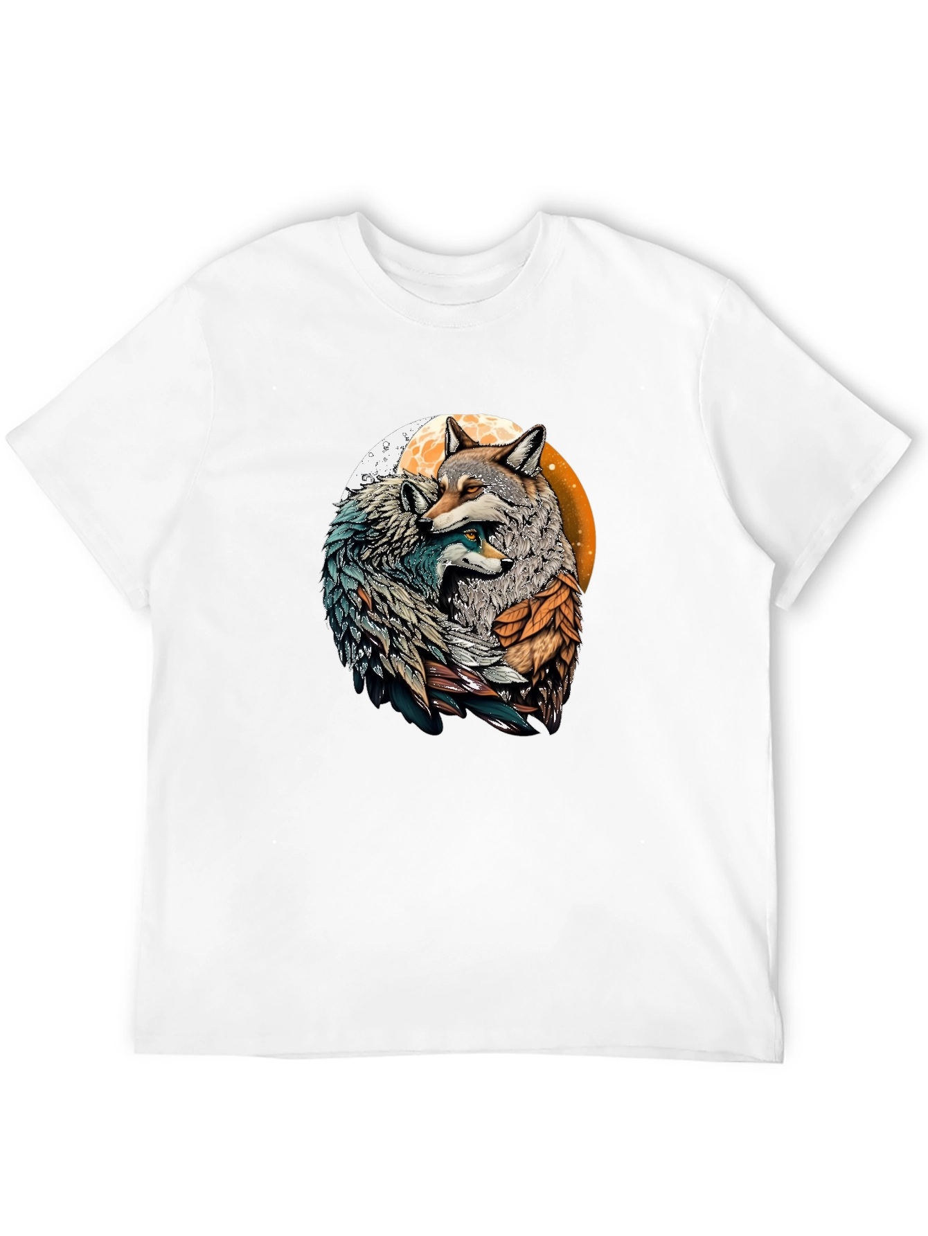 Wolf Couple Graphic Black T-Shirt