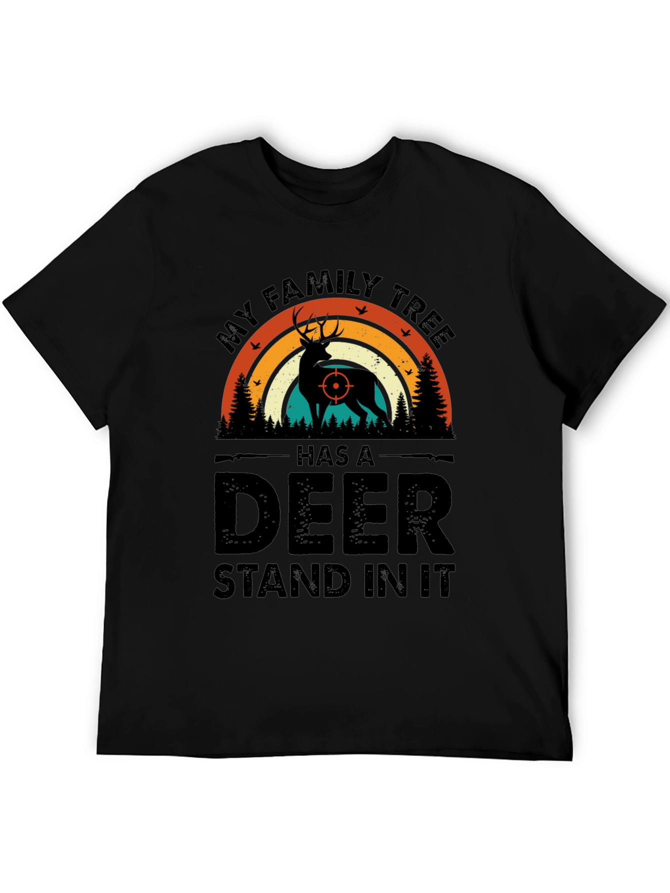 Hunting Family Tree Deer Graphic T-Shirt
