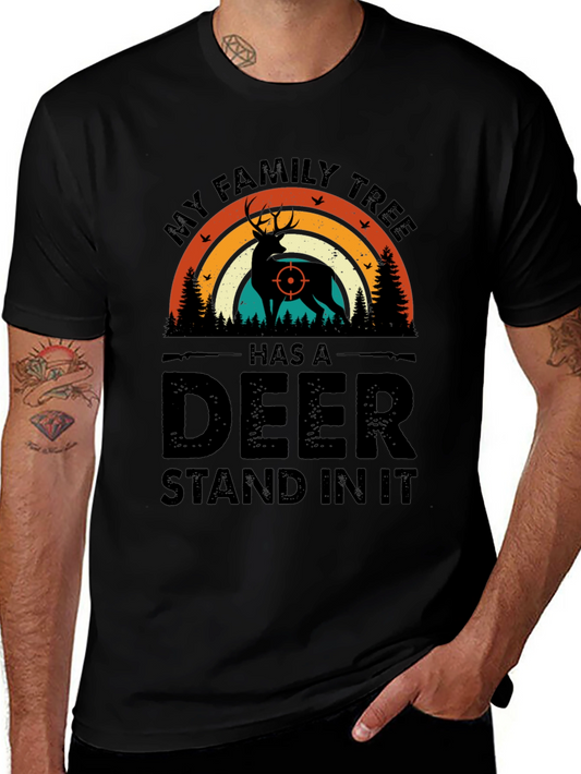 Hunting Family Tree Deer Graphic T-Shirt