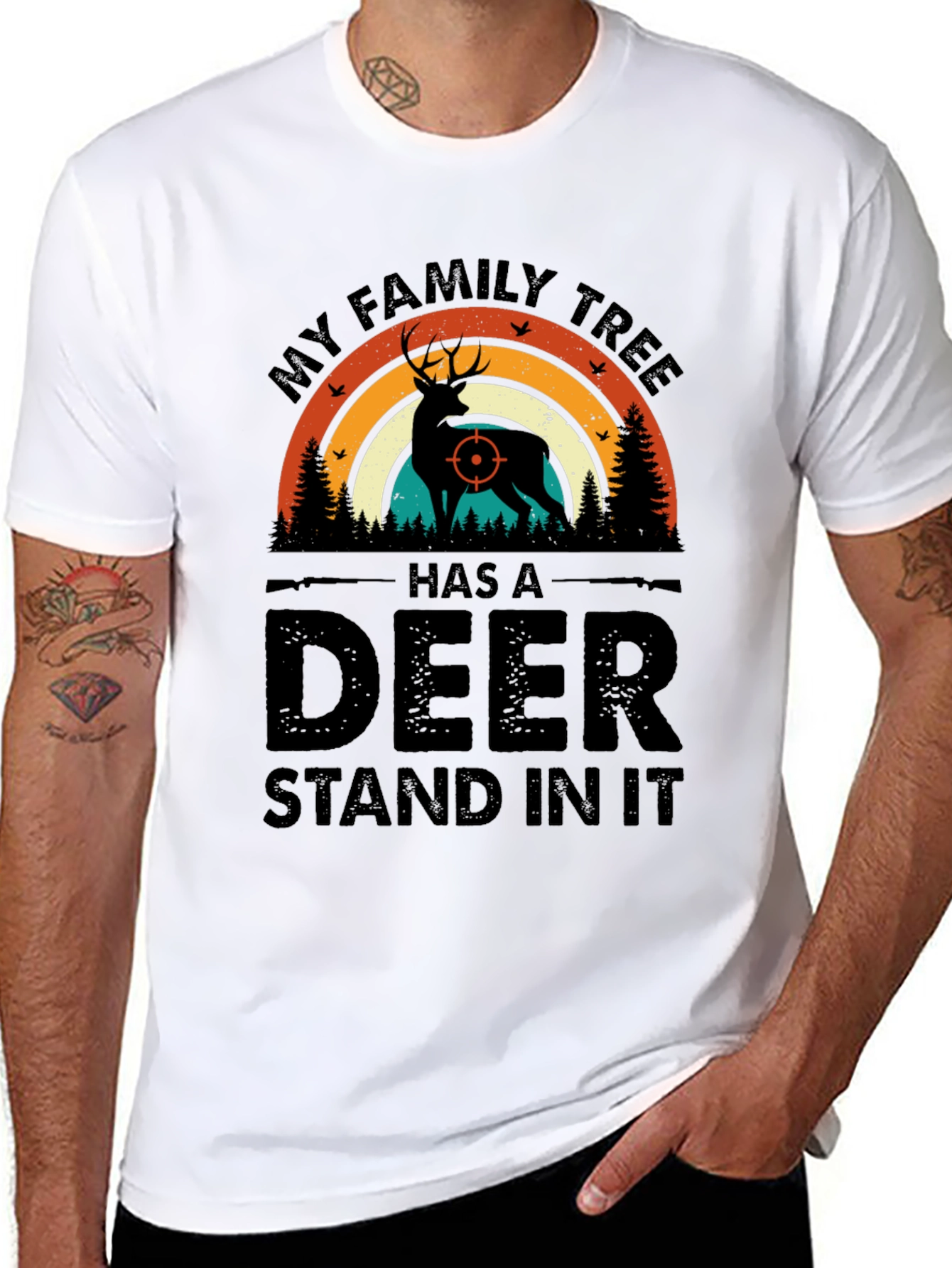 Hunting Family Tree Deer Graphic T-Shirt