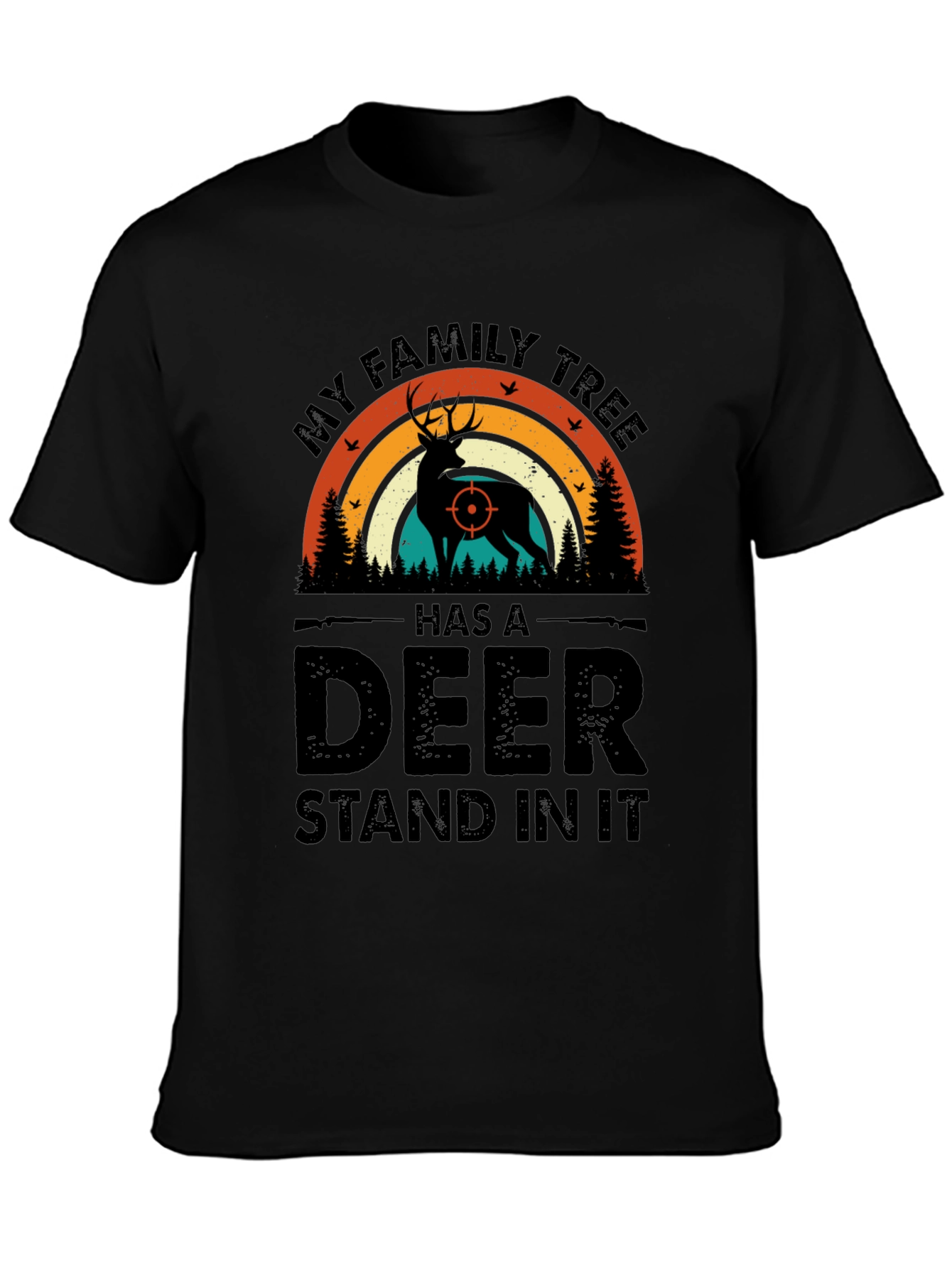 Hunting Family Tree Deer Graphic T-Shirt