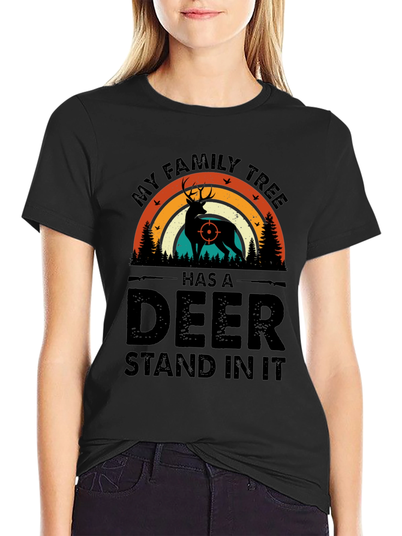 Hunting Family Tree Deer Graphic T-Shirt
