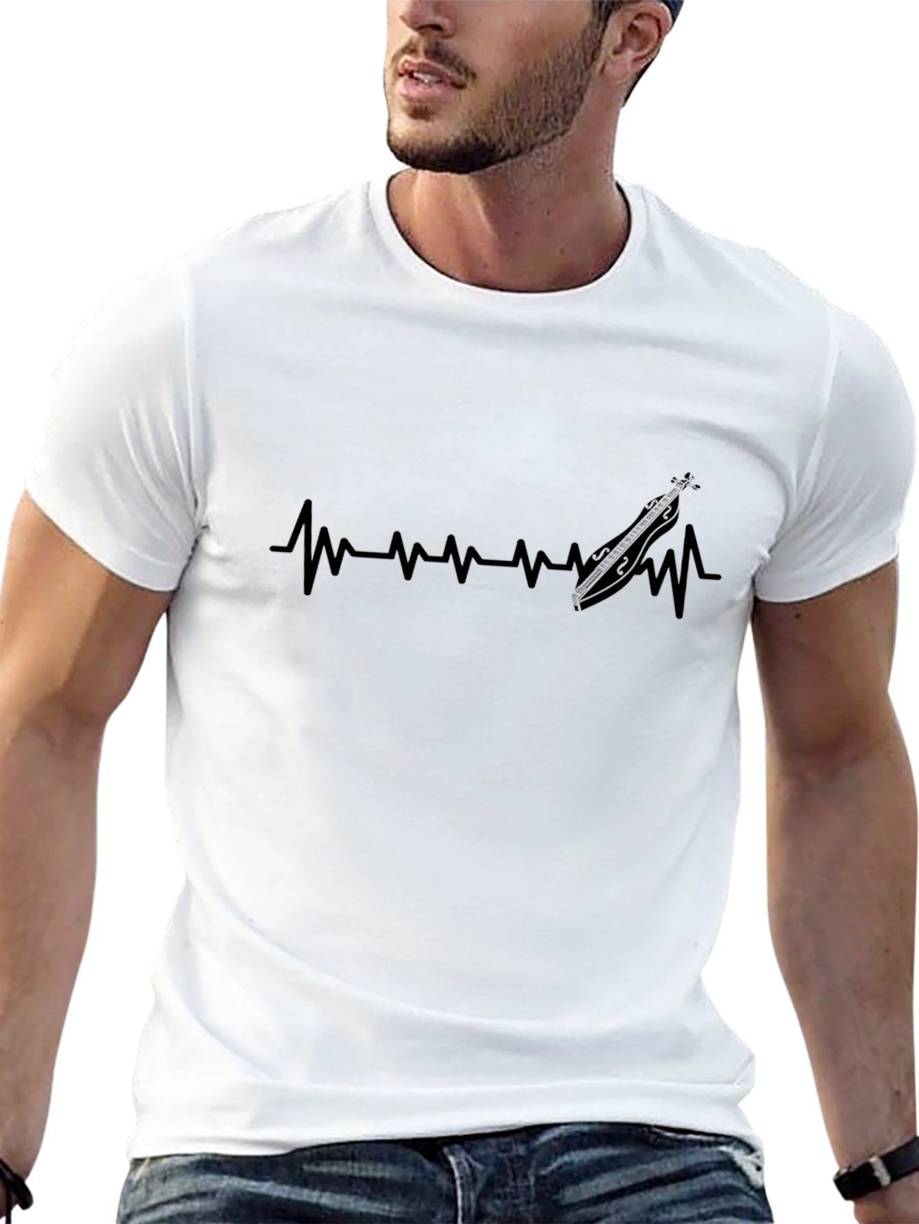 Heartbeat Dulcimer Black Tee - Music Lover