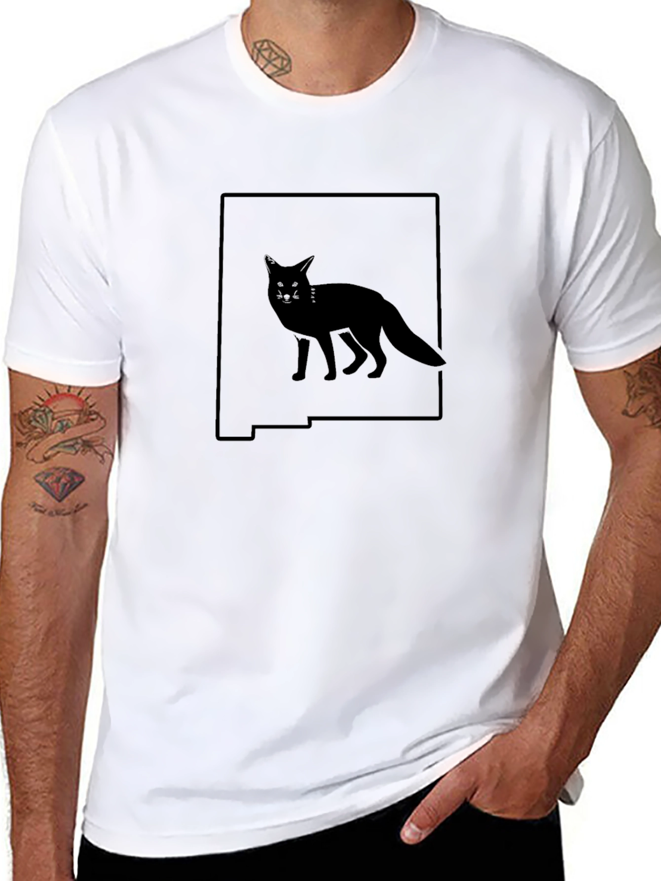 New Mexico Fox Silhouette Graphic Tee - Black