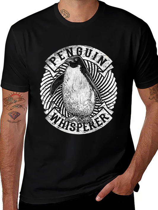 Penguin Whisperer Graphic T-Shirt - Black Cotton Tee