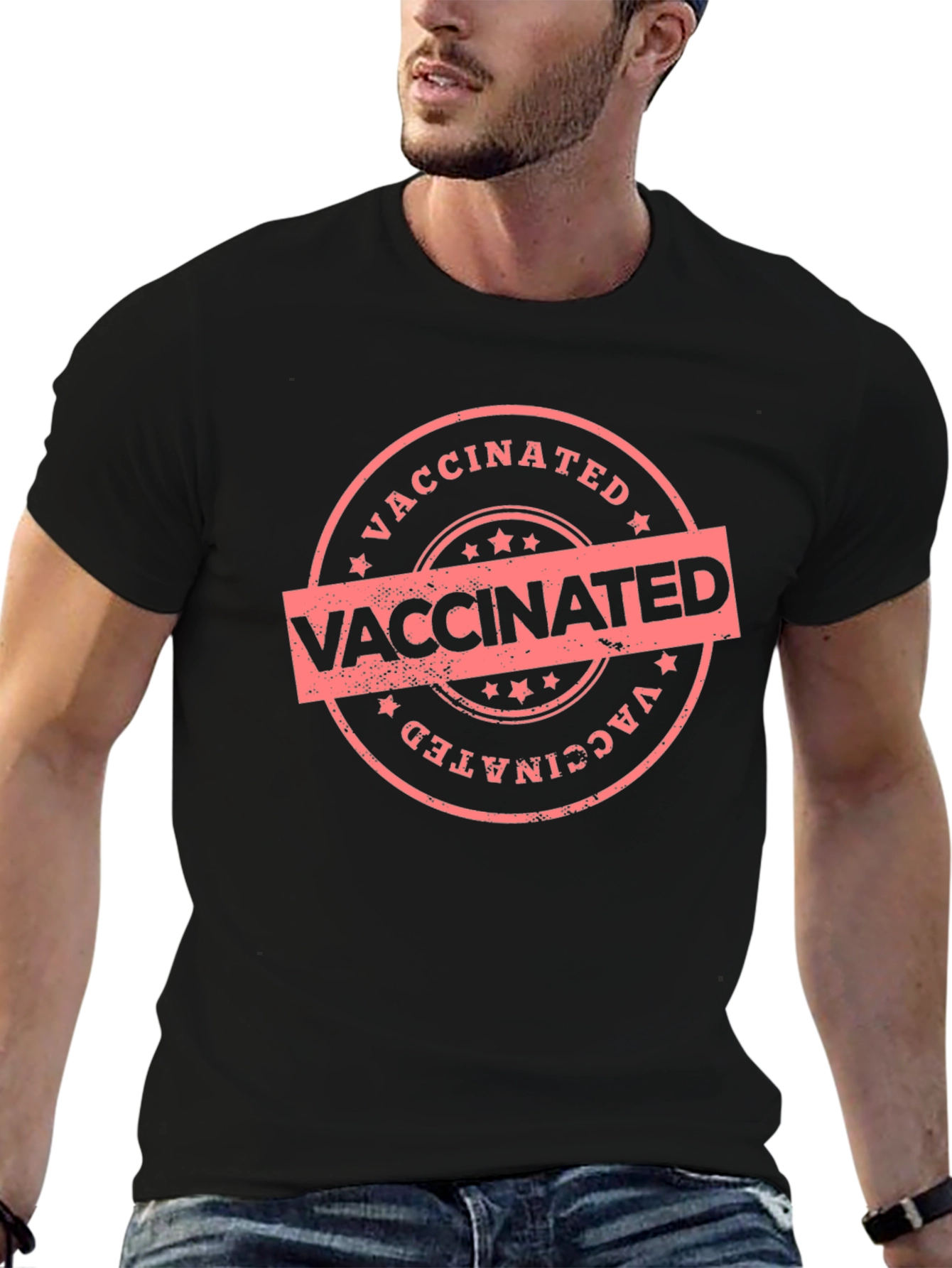 Vaccinated Stamp Graphic Tee - Black