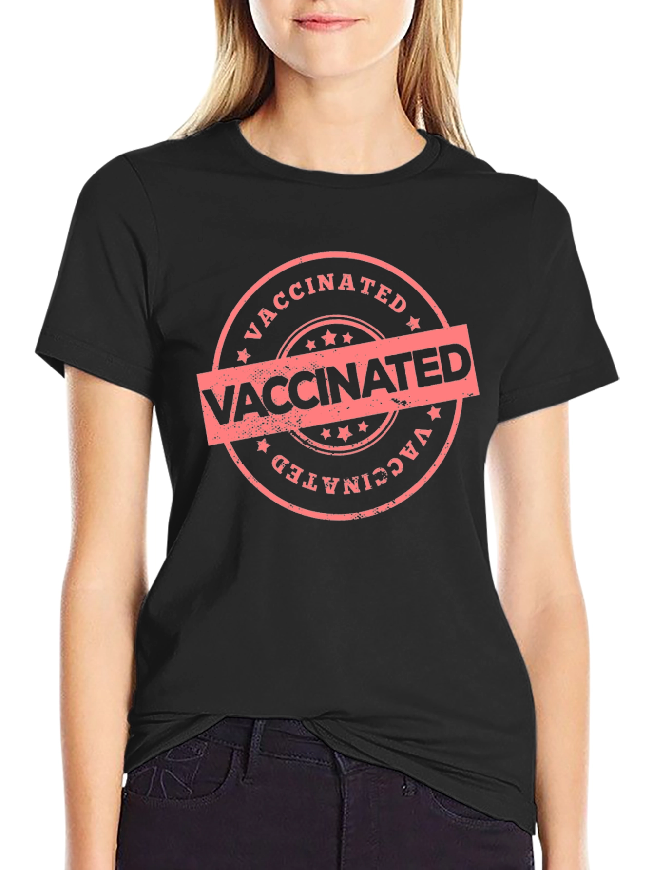 Vaccinated Stamp Graphic Tee - Black