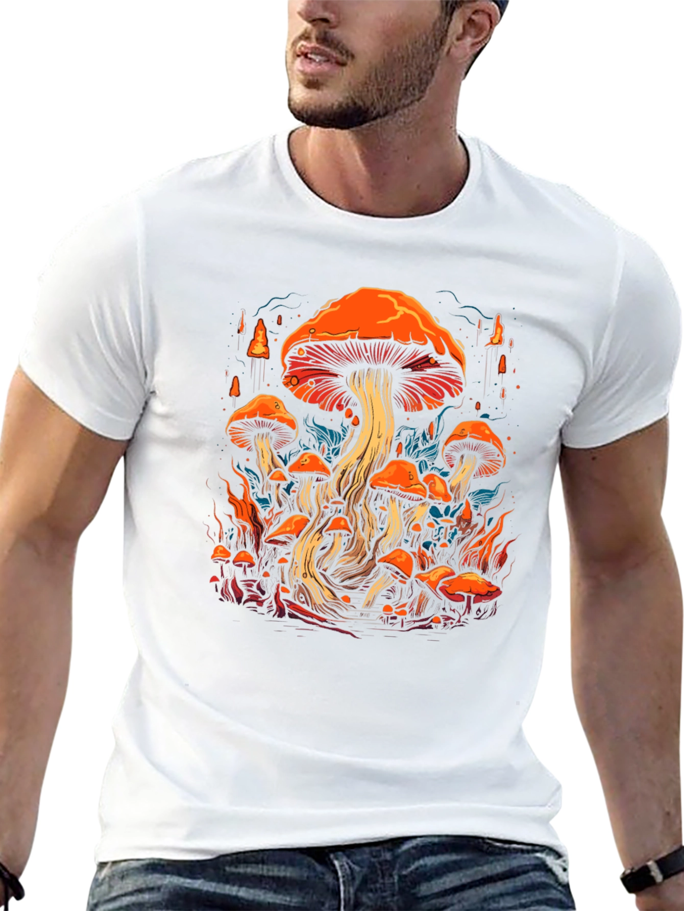 Psychedelic Mushroom Graphic Tee - Black