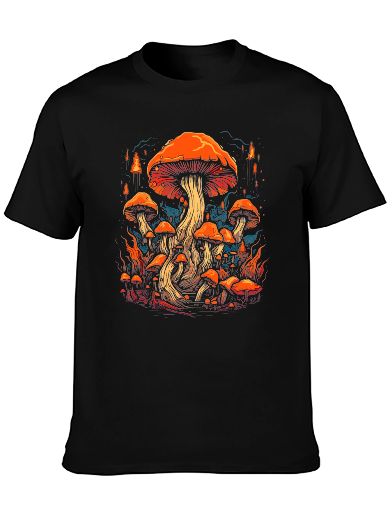 Psychedelic Mushroom Graphic Tee - Black
