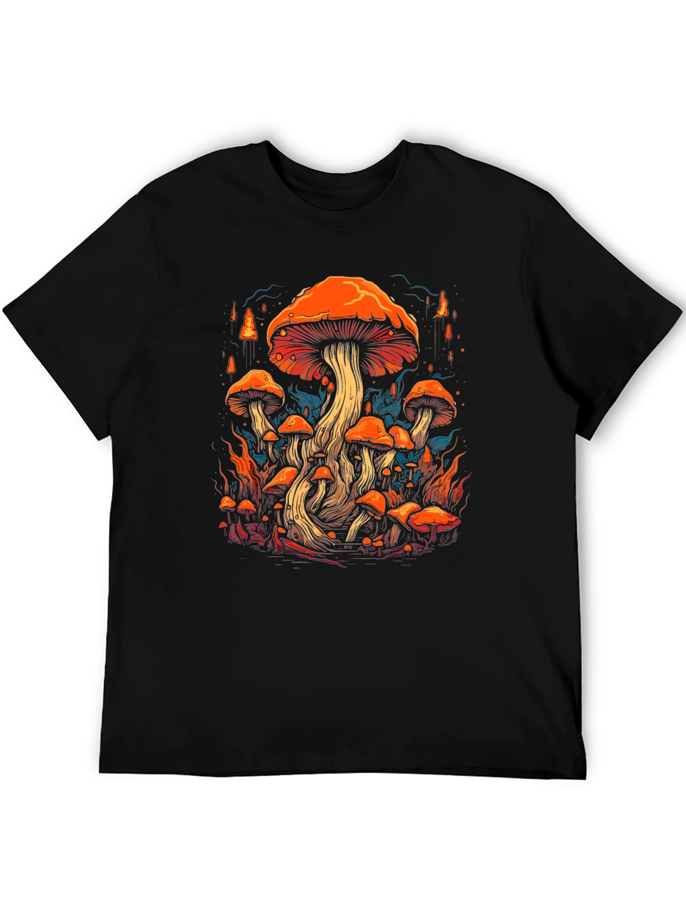 Psychedelic Mushroom Graphic Tee - Black