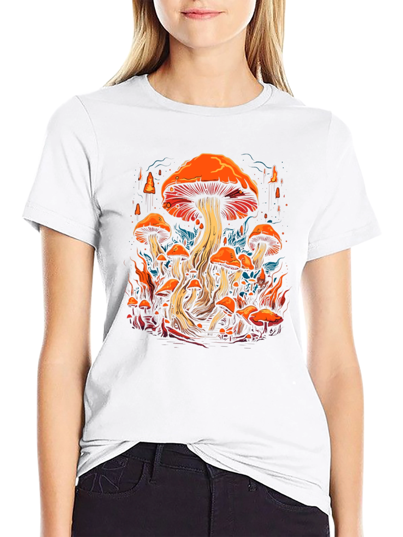 Psychedelic Mushroom Graphic Tee - Black