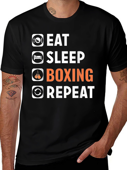 Eat Sleep Boxing Repeat Graphic T-Shirt