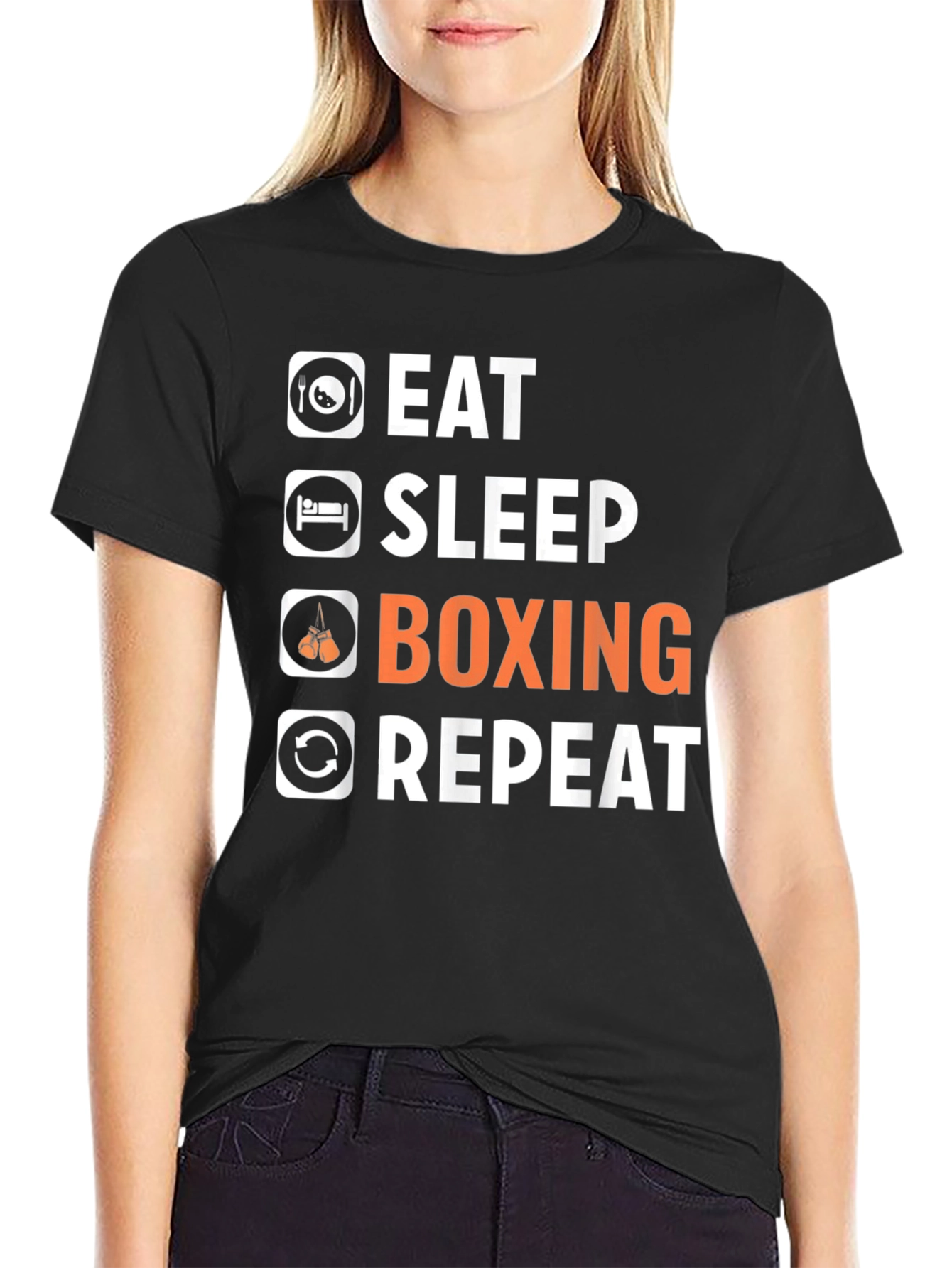 Eat Sleep Boxing Repeat Graphic T-Shirt