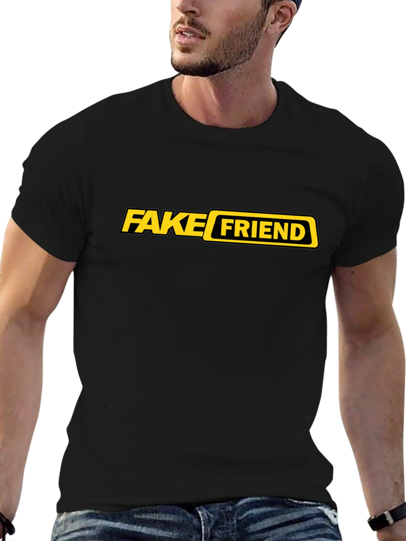 Fake Friend Graphic Tee - Trendy Sarcastic Black T-Shirt