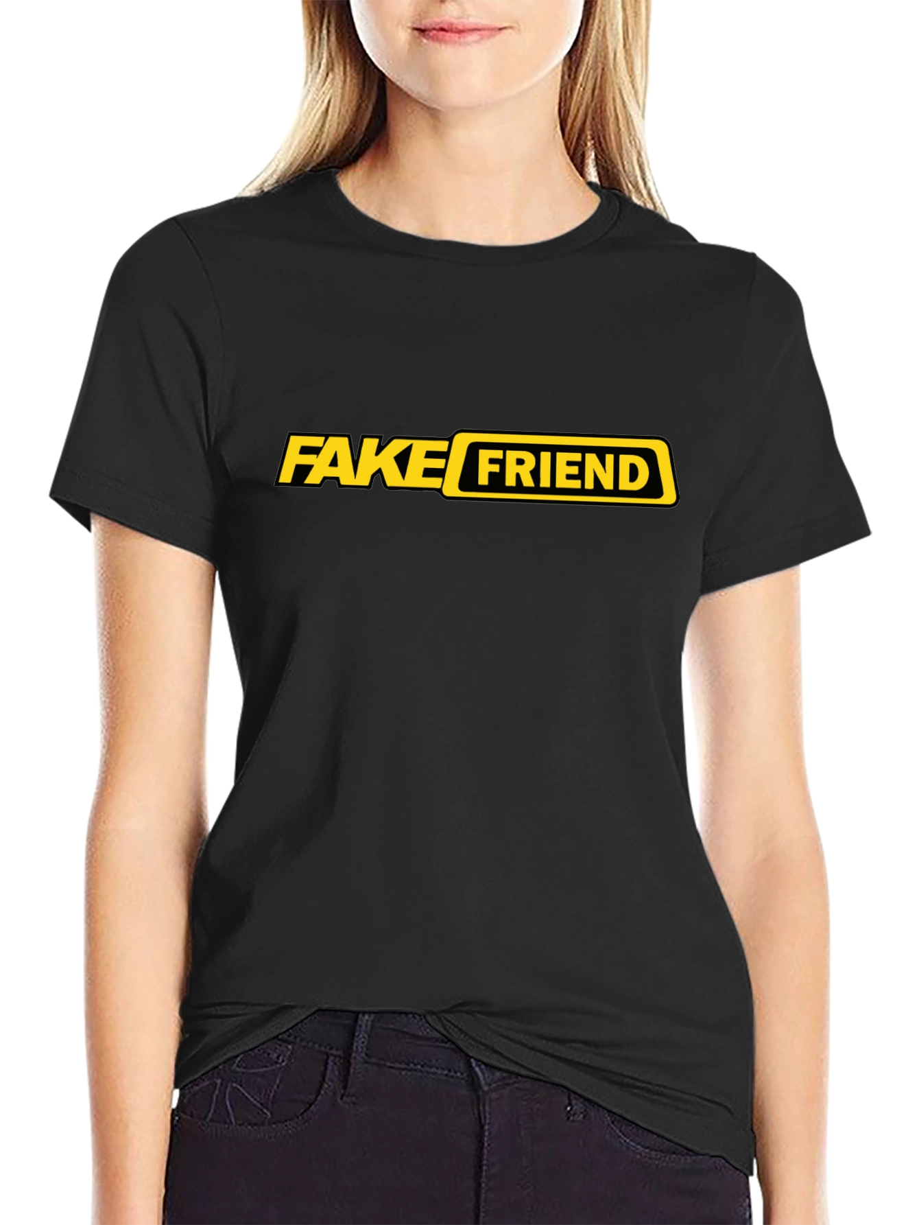 Fake Friend Graphic Tee - Trendy Sarcastic Black T-Shirt