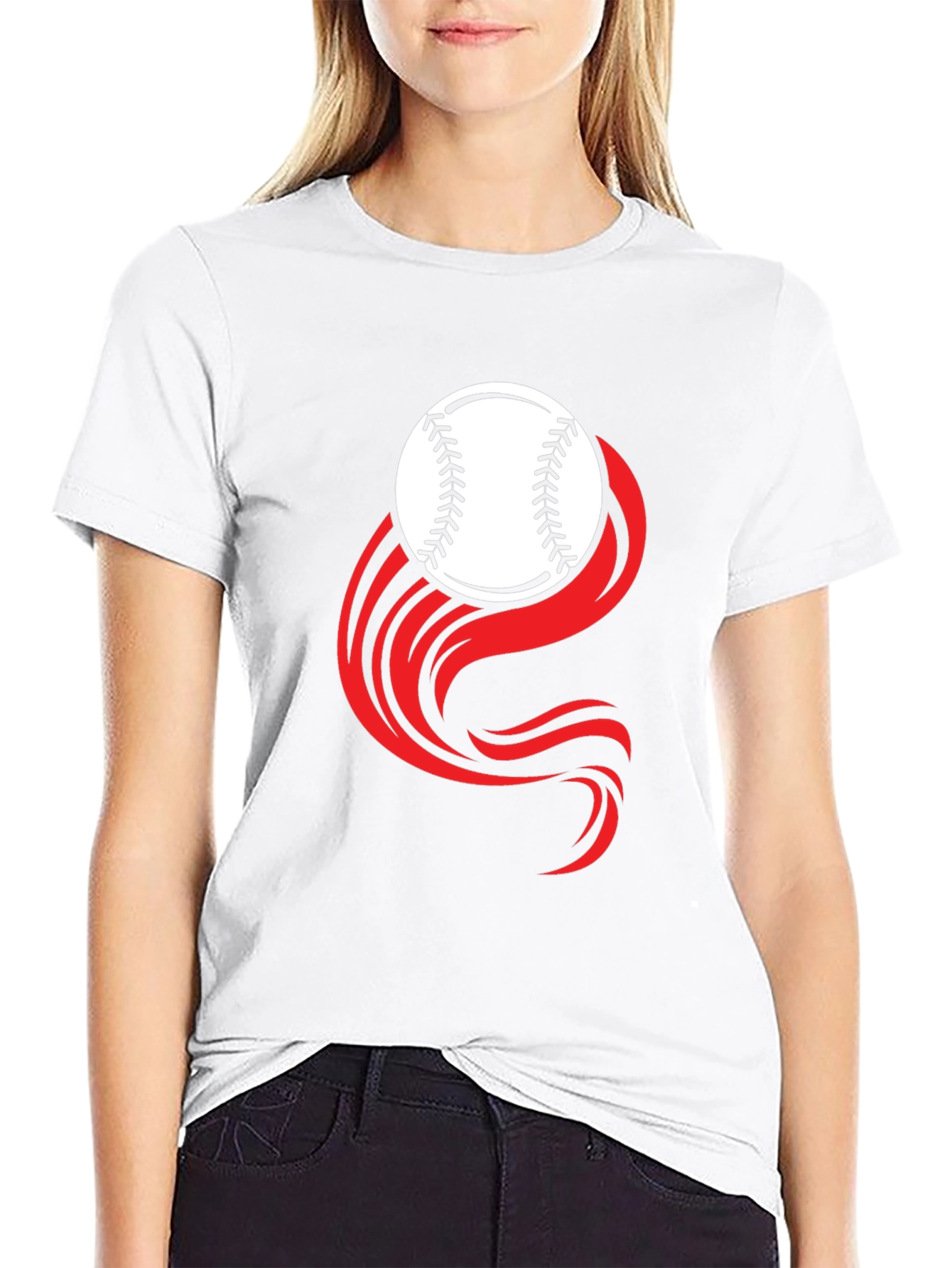 Baseball Graphic Tee - Black Cotton Blend
