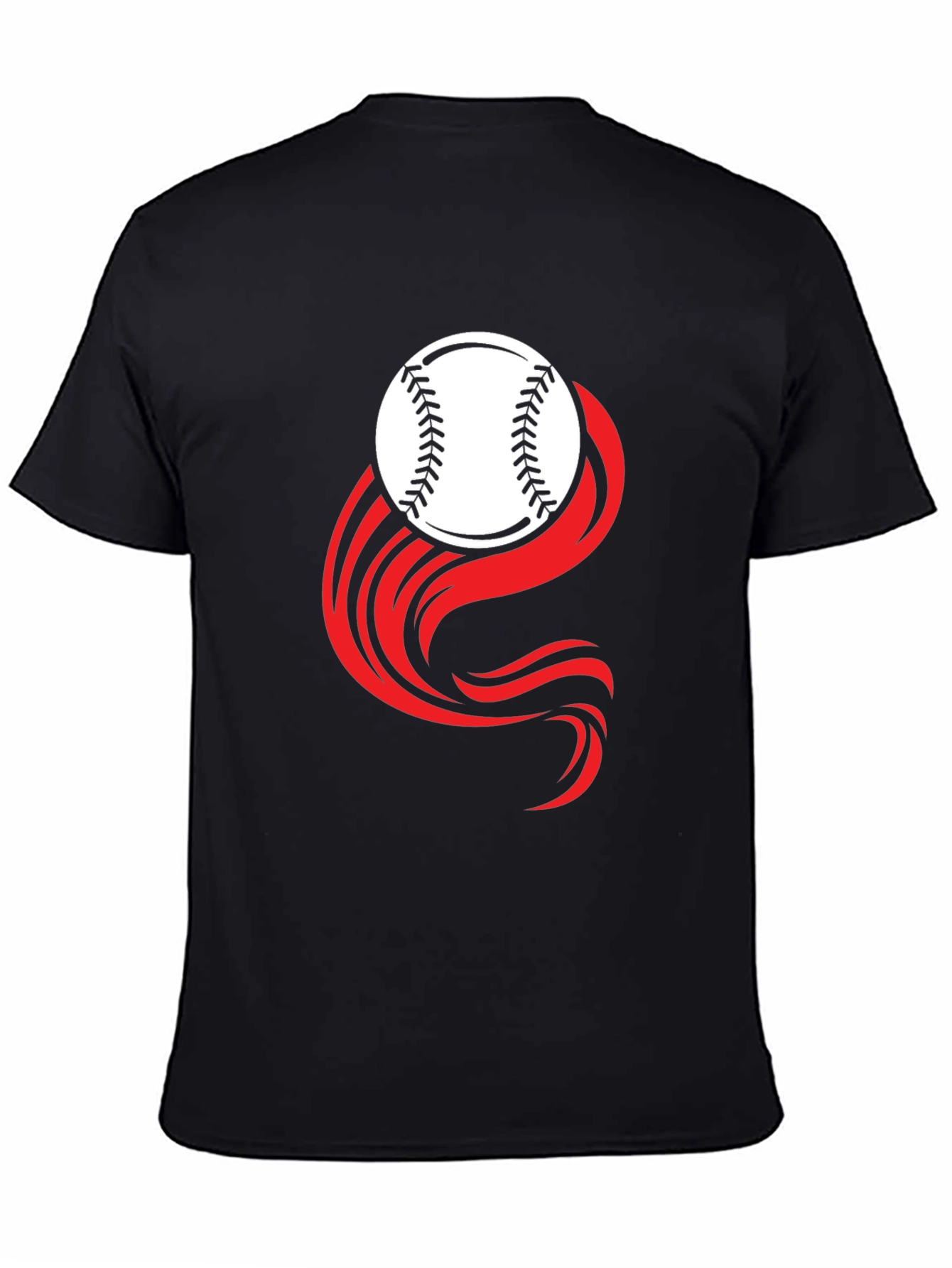Baseball Graphic Tee - Black Cotton Blend