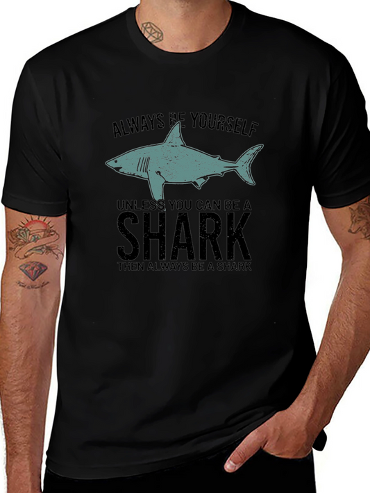 Always Be Yourself Shark Graphic Black T-Shirt