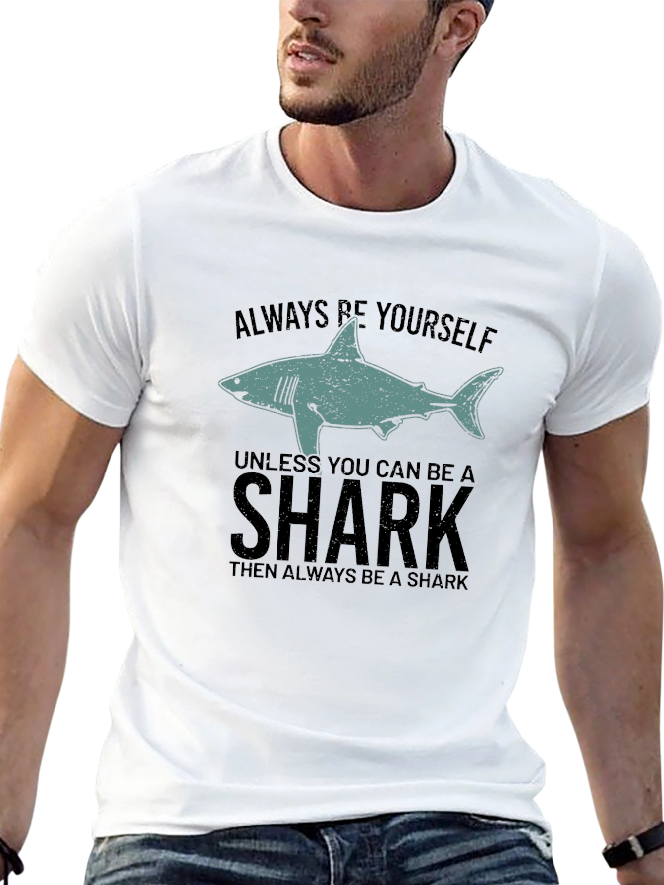 Always Be Yourself Shark Graphic Black T-Shirt