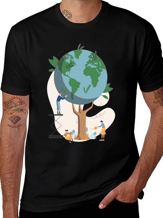 Eco-Friendly Earth Tree Graphic T-Shirt