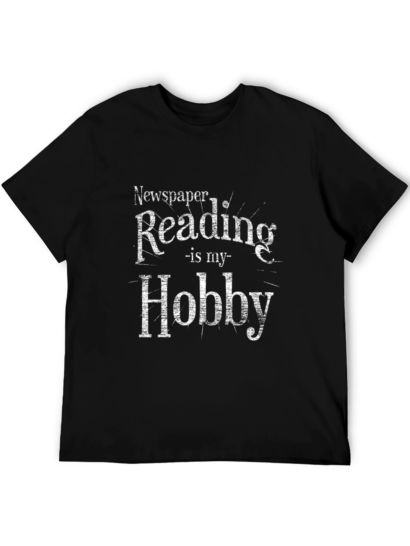 Newspaper Reading Hobby T-Shirt - Black Cotton Blend