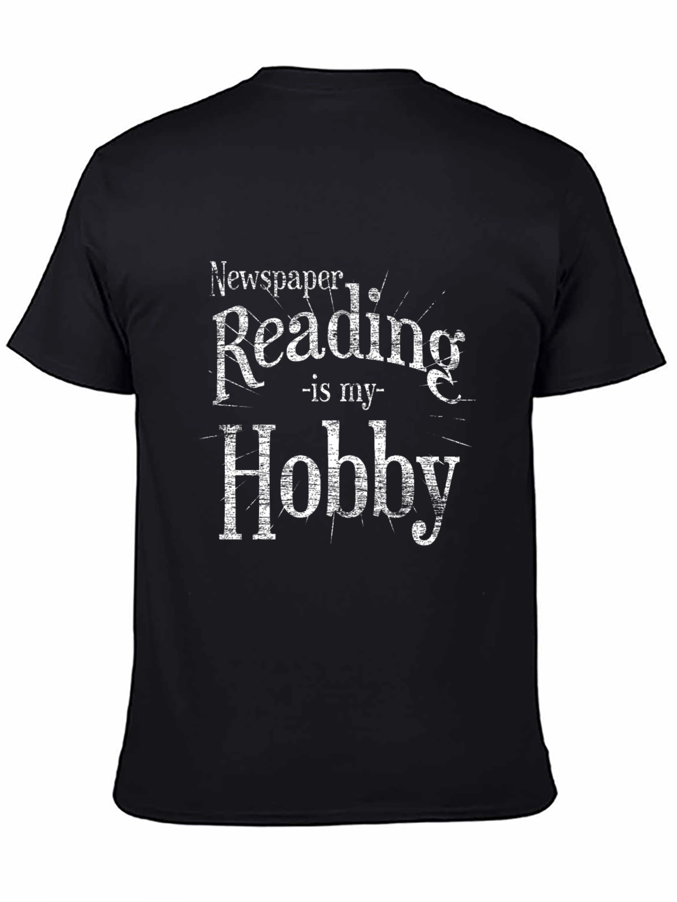 Newspaper Reading Hobby T-Shirt - Black Cotton Blend