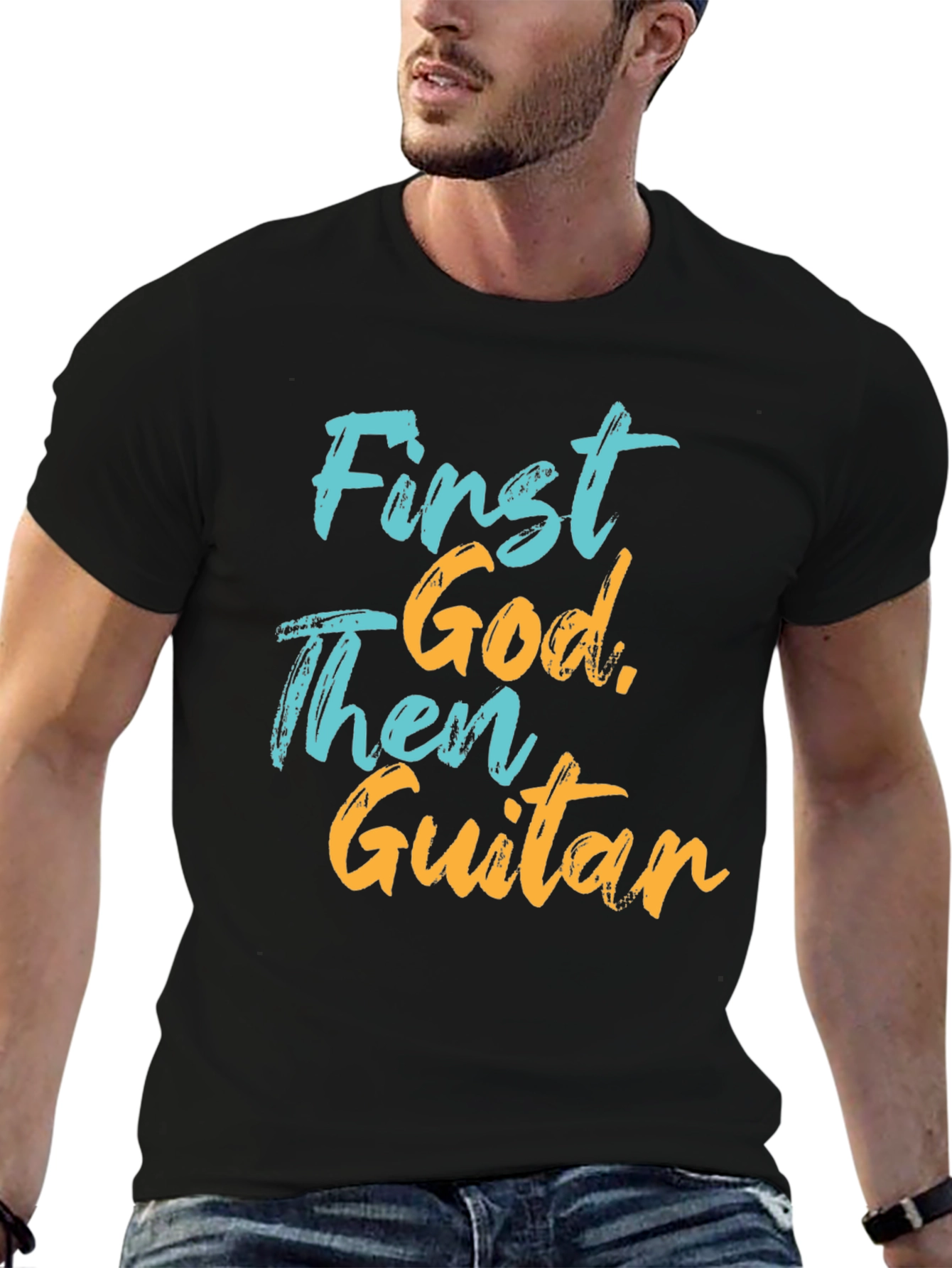 First God Then Guitar Graphic Tee