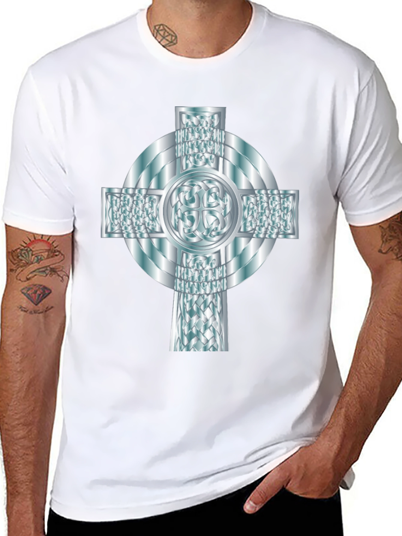 Celtic Cross Graphic Tee - Elegant Design