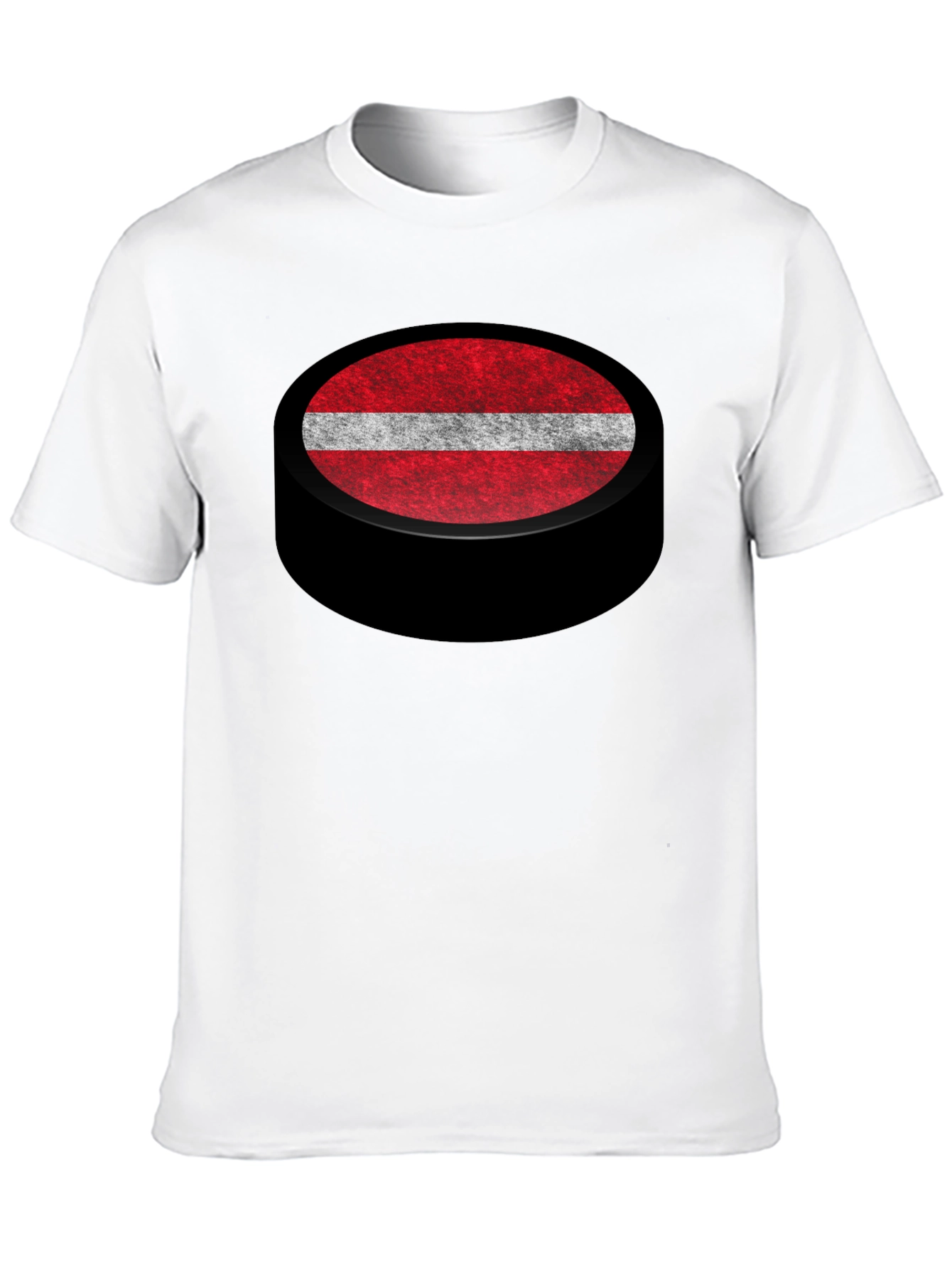 Latvia Flag Hockey Puck Graphic T-Shirt