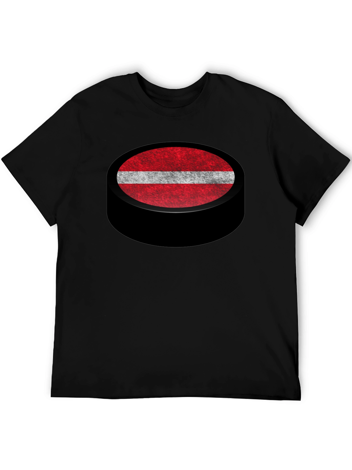 Latvia Flag Hockey Puck Graphic T-Shirt