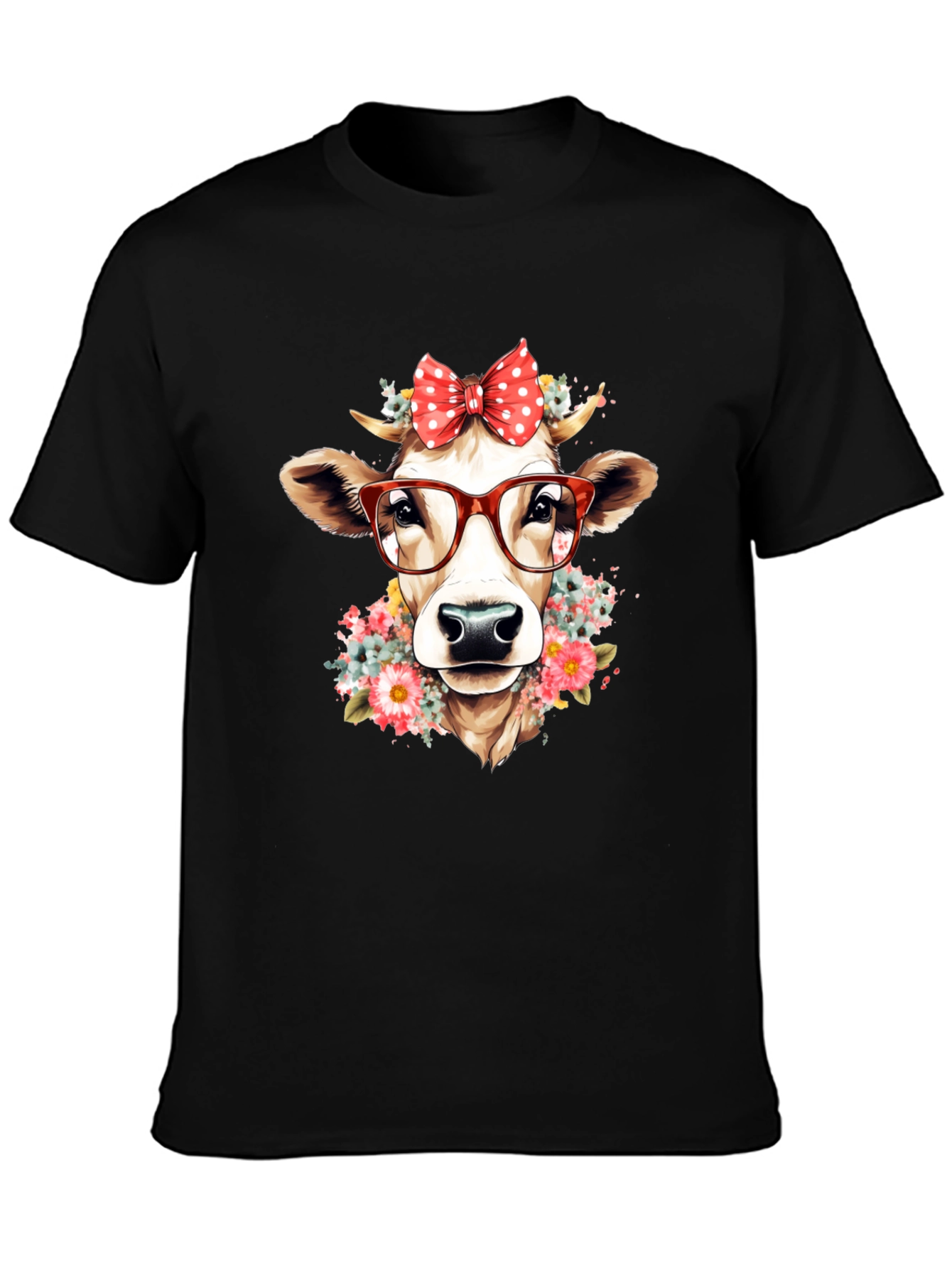 Cow with Glasses Graphic T-Shirt