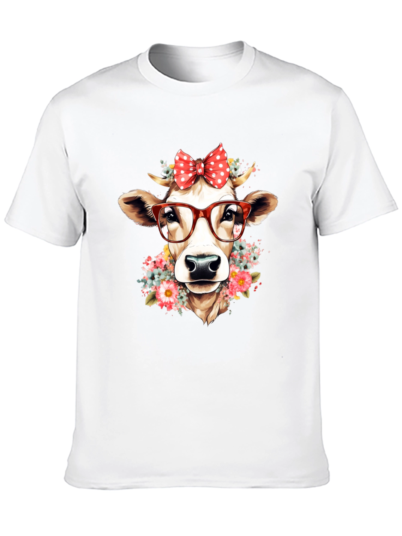 Cow with Glasses Graphic T-Shirt