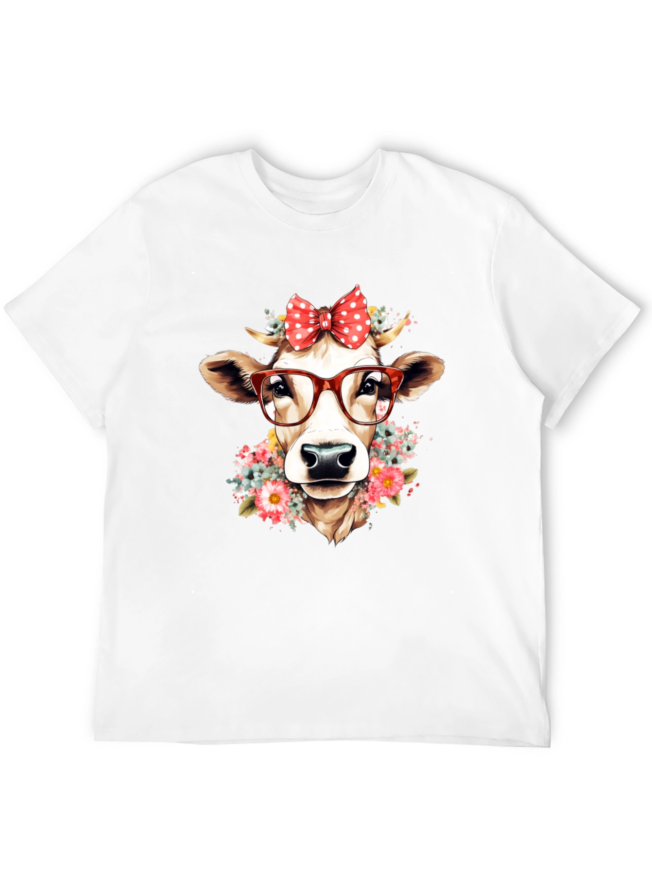 Cow with Glasses Graphic T-Shirt