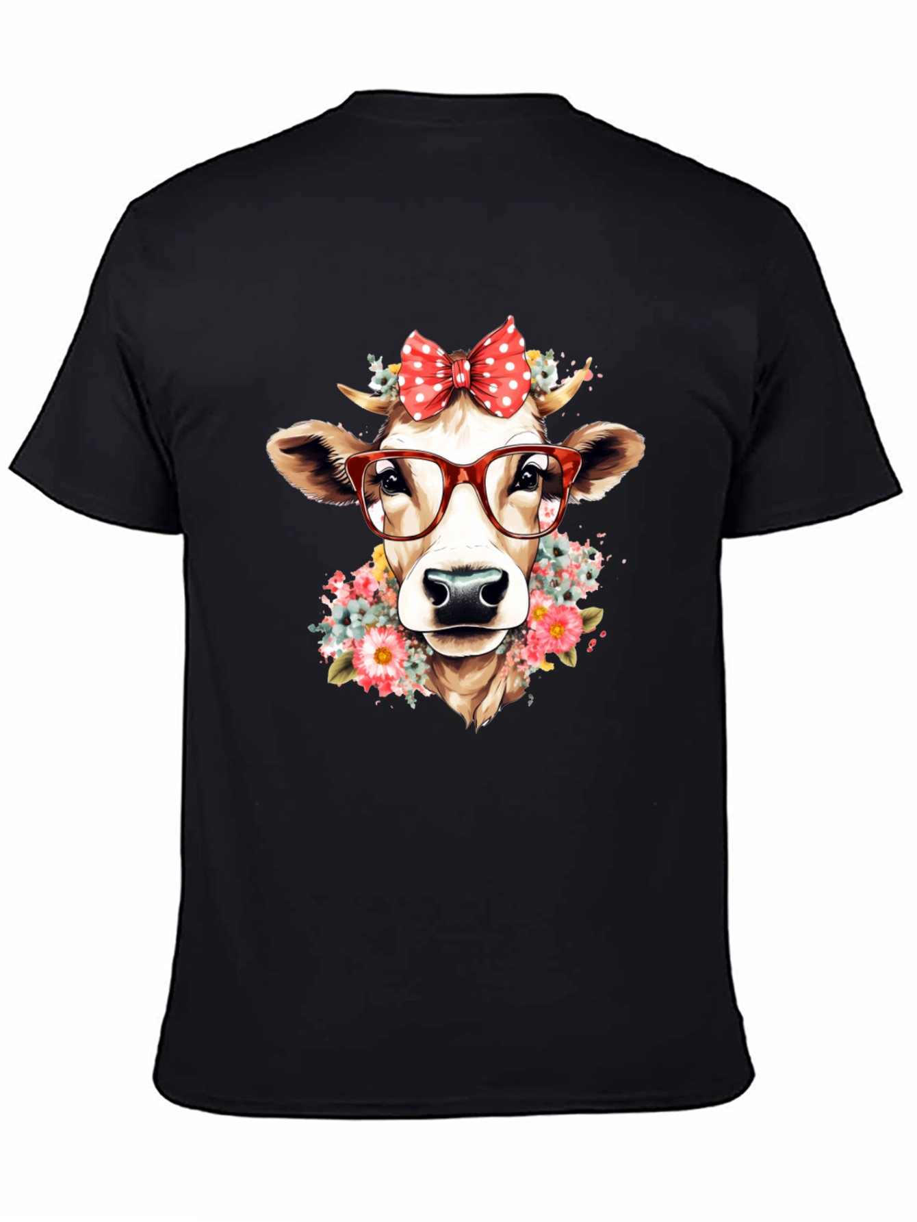 Cow with Glasses Graphic T-Shirt