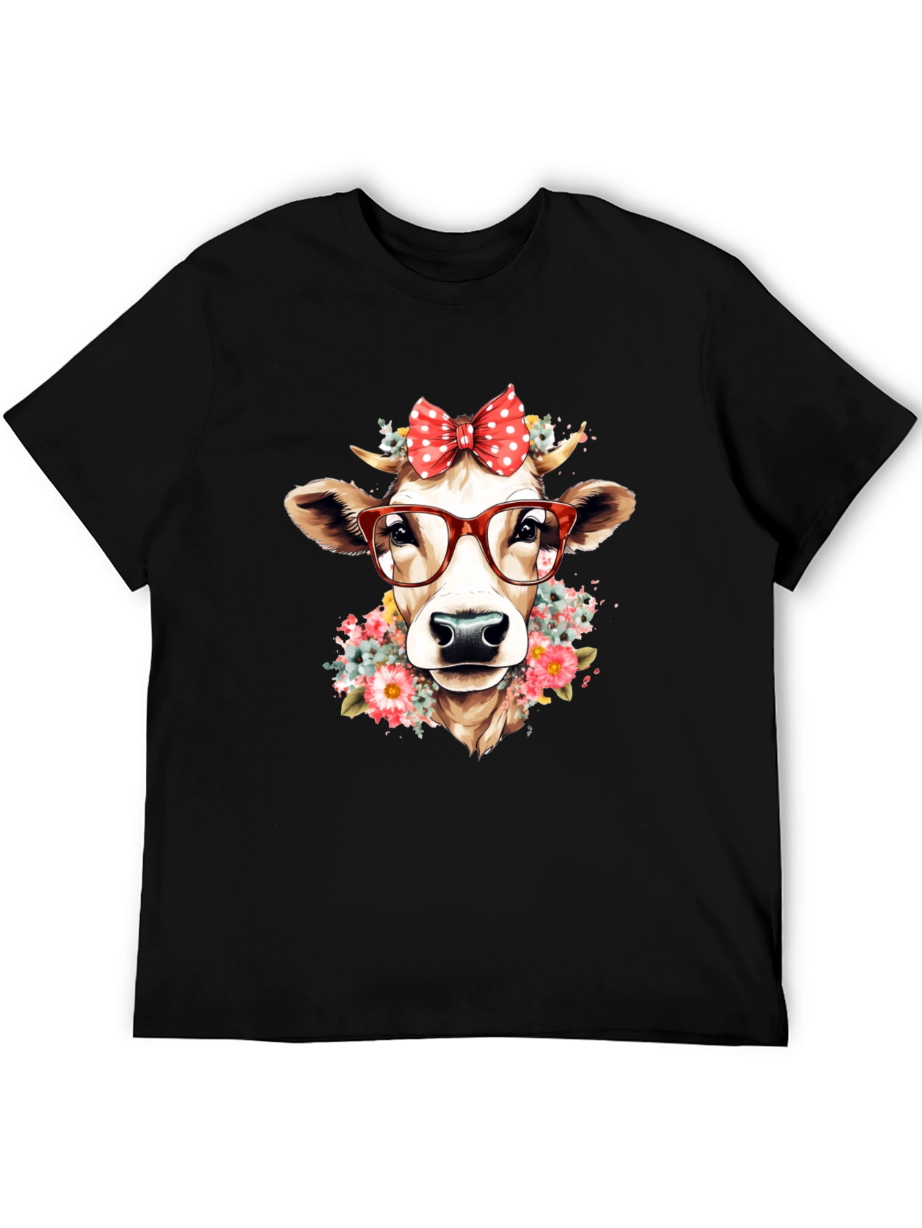 Cow with Glasses Graphic T-Shirt