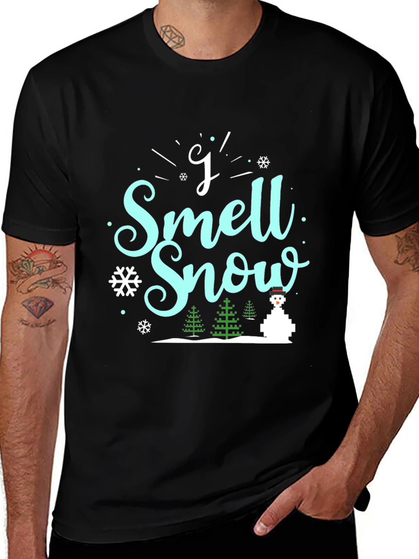 I Smell Snow Black T-Shirt Winter Holiday Top