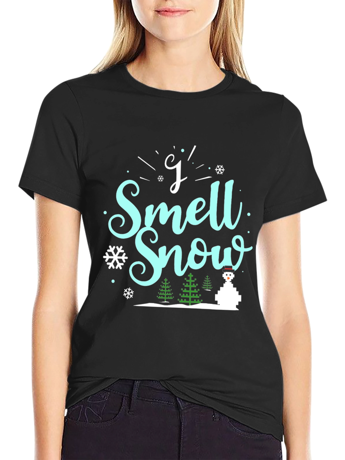 I Smell Snow Black T-Shirt Winter Holiday Top