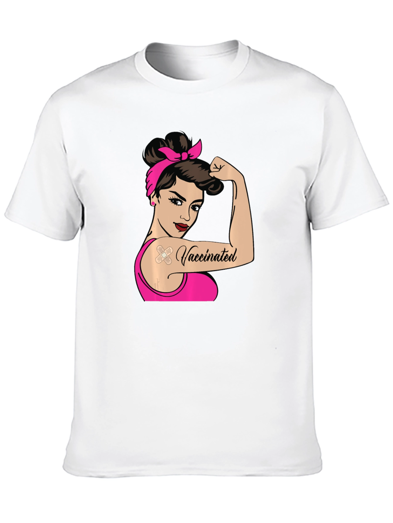 Vaccinated Woman T-Shirt - Black Crew Neck Tee