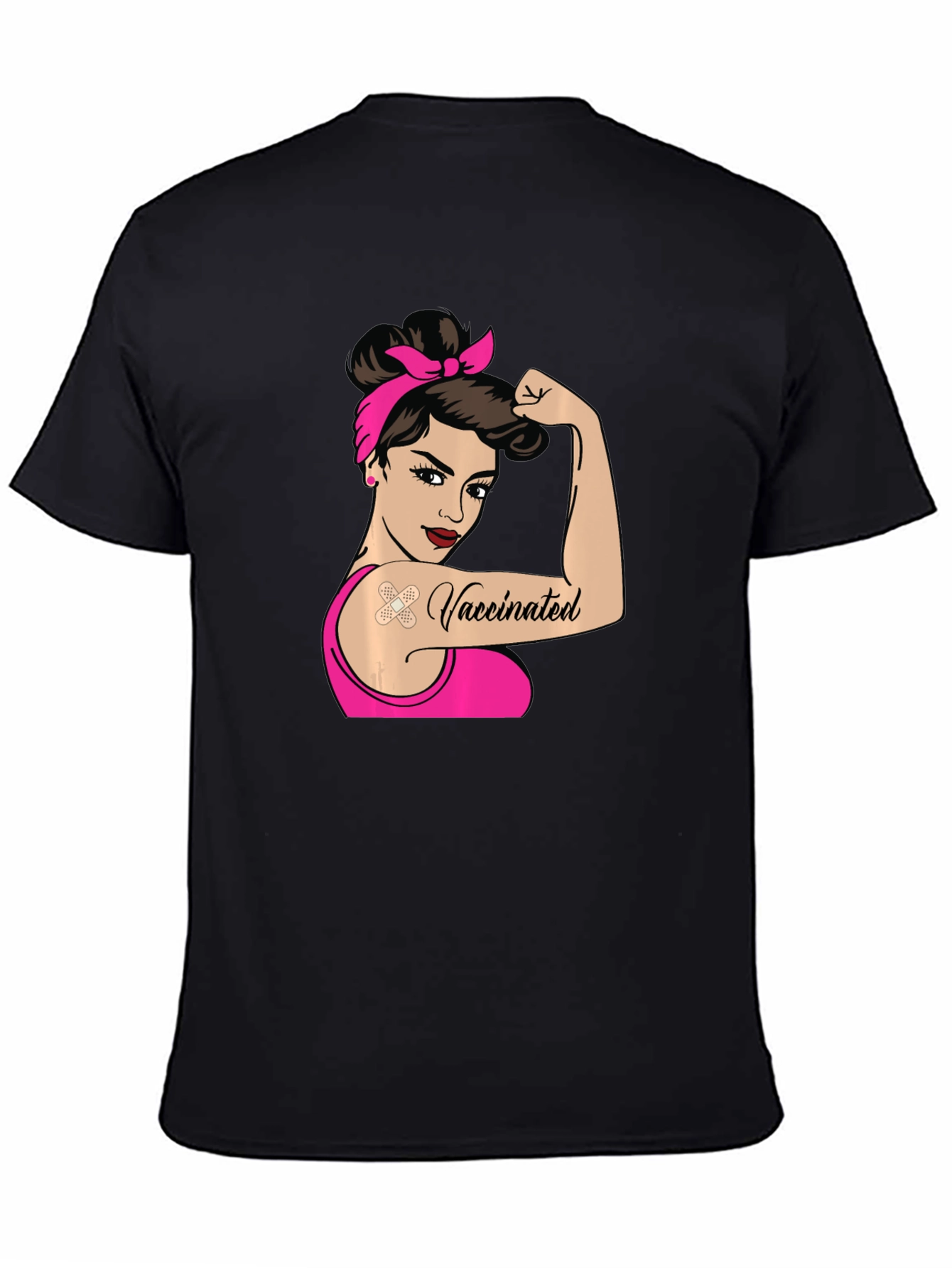 Vaccinated Woman T-Shirt - Black Crew Neck Tee