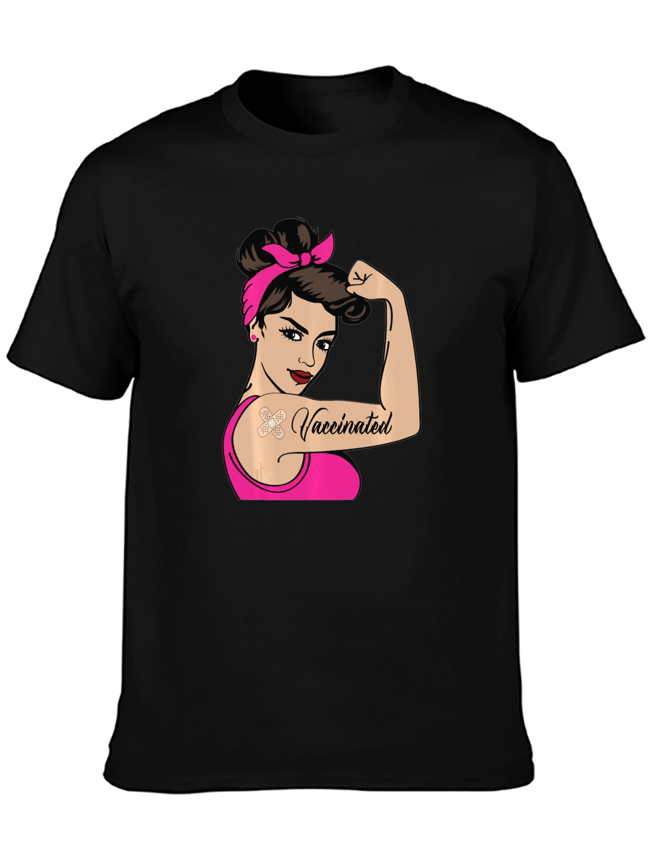Vaccinated Woman T-Shirt - Black Crew Neck Tee