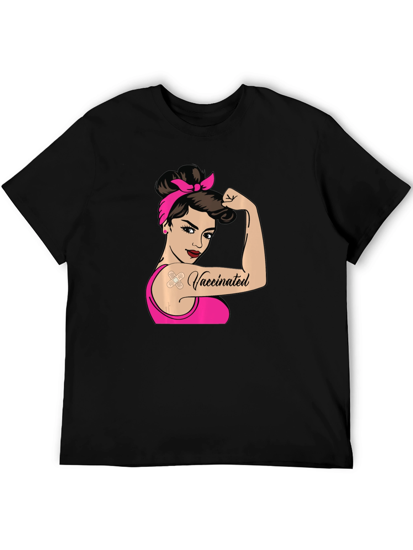 Vaccinated Woman T-Shirt - Black Crew Neck Tee