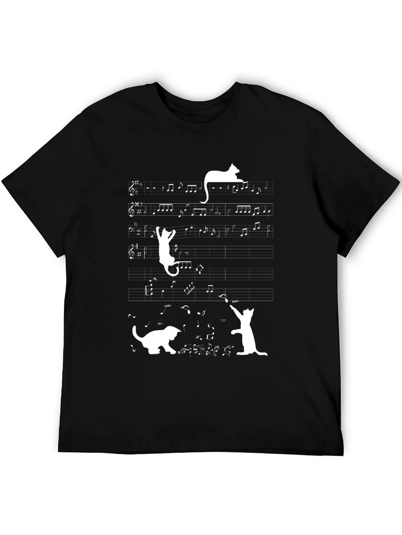 Musical Cats Black T-Shirt - Unique Design